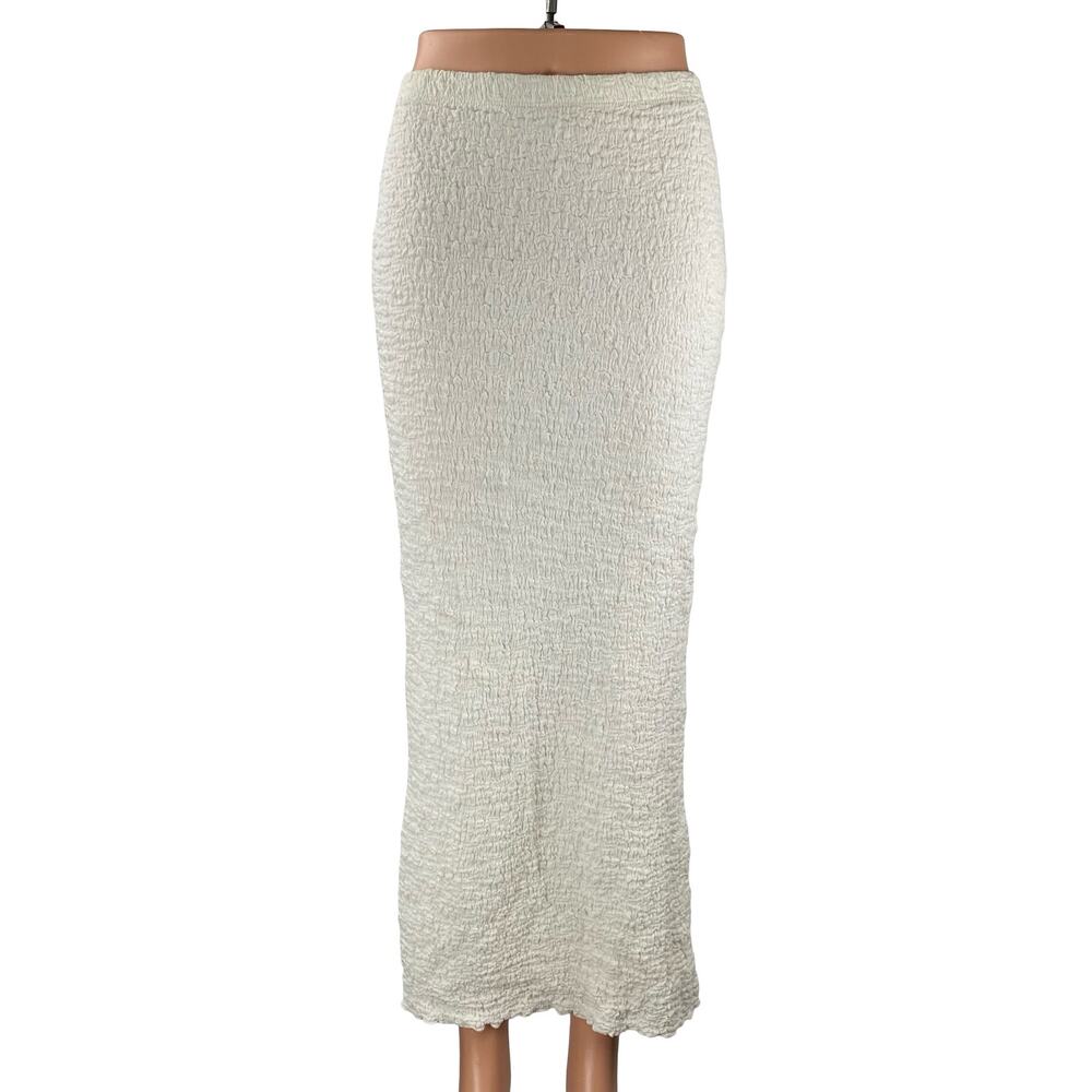 Princess Polly Gazet Womens Cream Textured High Rise Maxi Pencil Bodycon Skirt 2